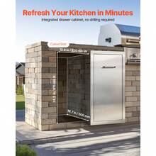 Cajón de Basura para Cocina Exterior, Barbacoa e Islas de Cocina, 344 x 498 x 655 mm, Almacenamiento Interior, de Acero Inoxidable, para Bombonas de Gas Propano, Carga Máxima 25 kg, Plata - Plateado - Ver 5