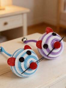 1pc Striped Mouse Cat Toy | Polyester Material, No Charging Or Battery Needed, Interactive Play And Training Reward Suitable For Kittens And Cats - Multicolor - View 2