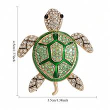 Cute Sparkly Rhinestone Turtle Brooch - Multi-Color Fashion Accessory Pin Gift For Women, Gold-Toned Frame With Sparkling Crystal Inlay, Ideal Accessory For Daily Outfits, Gifts For Ocean & Fashion Enthusiasts & Stylish Decor - 藍色 - 查看 4