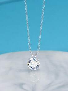 KAHOOT 925纯银1克拉/2克拉/3克拉/5克拉圆形莫桑石经典四爪简约时尚高品质吊坠项链，男女皆宜，适合日常佩戴、约会、派对、宴会、婚礼、度假、母亲节、父亲节、复活节、感恩节、情人节、圣诞节、万圣节、生日、周年纪念日、约会、派对以及日常珠宝礼物。 - 金色 - 查看 2