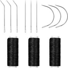 Cobee 12 Pcs Sew In Needle And Thread For Hair, Black Needle And Thread Kit Upholstery Thread, Curved Upholstery Needles For Making Wig Hair Hand Sewing Hair Weave Extension - Trắng - Xem 1