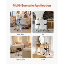 Taburete Giratorio de Altura Ajustable de 55-71 cm, Carga de 204 kg, Taburete de Trabajo, Silla de Montar Giratoria Ergonómica de Cuero de PU Engrosada para Salón Spa Clínica de Masaje, Negro - 55-71 centímetros - Ver 6