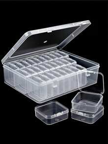 31pcs (30 Small Boxes + 1 Large Box) Craft Storage Boxes And Organizer, Transparent Plastic Containers - Suitable For Beads, Jewelry And Crafts, Durable Organizing Solution, Perfect Small Gift, Jewelry Box, Mini Square Containers For Storing Beads, Earrings, Small Crafts, Home Bedroom Accessory Box, Craft And Sewing Supplies Storage - Multicolor - View 4