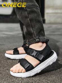 1 par de zapatos deportivos y de playa antideslizantes y transpirables para niños, nuevas sandalias de verano para niños con suela suave y cómoda y versátil - Blanco y Negro - Ver 16