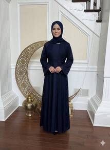 Blue Celestial Two Peice Abaya - Multicolor - View 1
