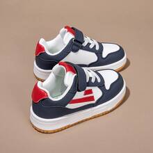 1 Pair 2026 New Children's Hook And Loop Sneakers, Casual Kids Shoes With Both Fashionable Design And Practicality - Burgundy - View 9