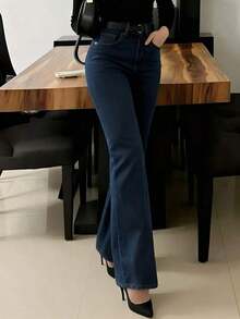 New Women Straight Leg Jeans, Loose Fit Casual Street Style Brand Relaxed Fit Jeans, Women Denim Pants And Clothing - 中等水洗 - 查看 6