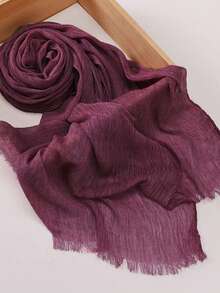 1 pieza Pañuelo de hijab suave y transpirable de unicolor con efecto tie-dye texturizado y modesto - Multicolor - Ver 6