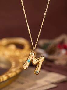 1pc Stylish And Simple Women's Necklace With 26 Letter Pendant (A-Z Capital Letters). Suitable For Everyday Wear, Unisex, And As A Gift For Friends. - Multicolor - View 3