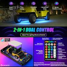 Golf Cart Underglow Light Strip Kit 9-16V Input Underbody Light Kit for EZGO Club Car  6PCS-Golf Cart Underglow Light Strip Kit - Kit de 6 tiras de luces LED para carritos de golf - Ver 6