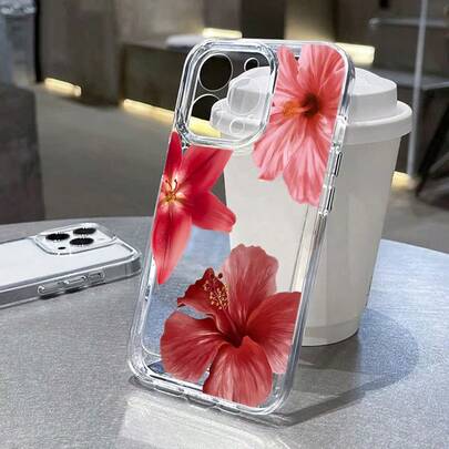 Red Lily Flower Phone Case For IPhone 11 12 13 14 15 16 17 Pro Max Plus 17AIR Series  A13 A14 A15 A16 A23 A25 A35 A5 4 NOTE 10 PRO NOTE 20 ULTRA S21 S22 S23 S24 Plus Ultra S21 S23 S24 FE Series  PIXEL 9 9a And MOTO G POWER 5G 2024 MOTO G POWER 5G 2025  14 Pro POCO F5 PRO X6 Redmi K60 Pro Ultra K80 NOTE13 Pro Plus NOTE14 5G Transparent Simple Perfection Soft Cute Case Cover