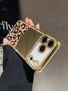 Funda de teléfono de moda con estampado de leopardo y cristales - Multicolor - Ver 6
