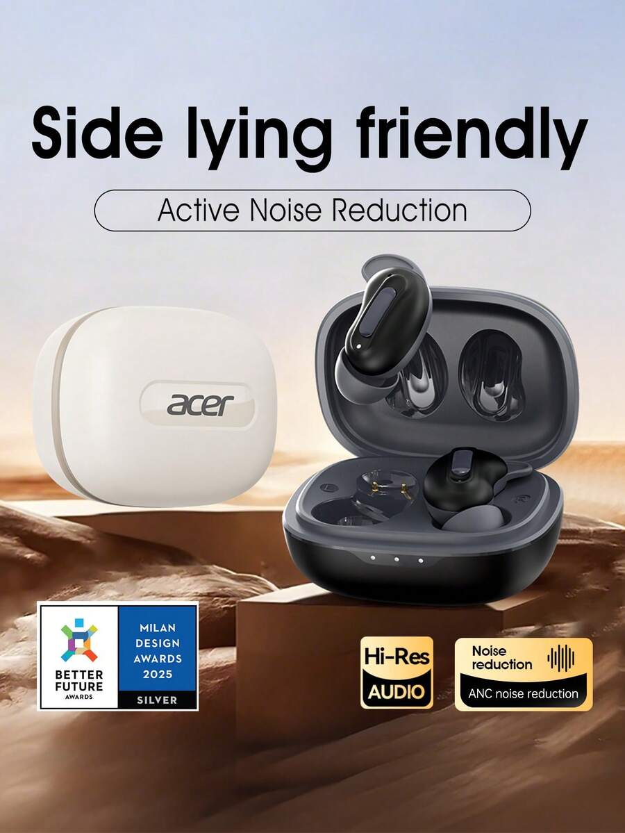 Acer OHR562 無線藍牙耳機 Mini 入耳式 ANC/ENC 通話雙饋噪聲消除 柔軟耳塞 舒適佩戴 300mAh 大容量 相容 iOS/Android 手機