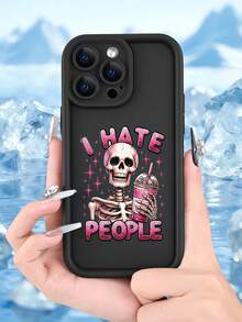 1个多巴胺渐变骷髅手机壳，兼容 16/17 Pro Max，全包防震保护套，简约设计，可爱卡通风格，完美保护您的手机，兼容荣耀X7/三星Galaxy A56 5G/Smart 8/Hot 40/传音Spark 30C/Spark Go 2024/红米Note 14 5G/摩托罗拉Moto E22/E22i/OPPO A54，国际版，非国内版 - 黑色 - 查看 4