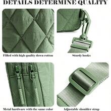Quilted Puffer Sling Bag For Women Small Backpack Crossbody Chest Bag Fanny Packs Purses For Casual Traveling Hiking - Puffer 小號斜背包-豆綠色 - 查看 6