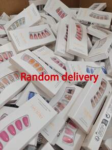 240pcs/10 Boxes Random Nail Stickers, Including Short, Medium, Long, Multi-Color, Y2K Goth, French Manicure And More Styles. Set Includes: 10 Gel Polishes And 10 Nail Files, Over 5000 Nail Art Designs Randomly Assorted. Nails - Multicolor - View 3