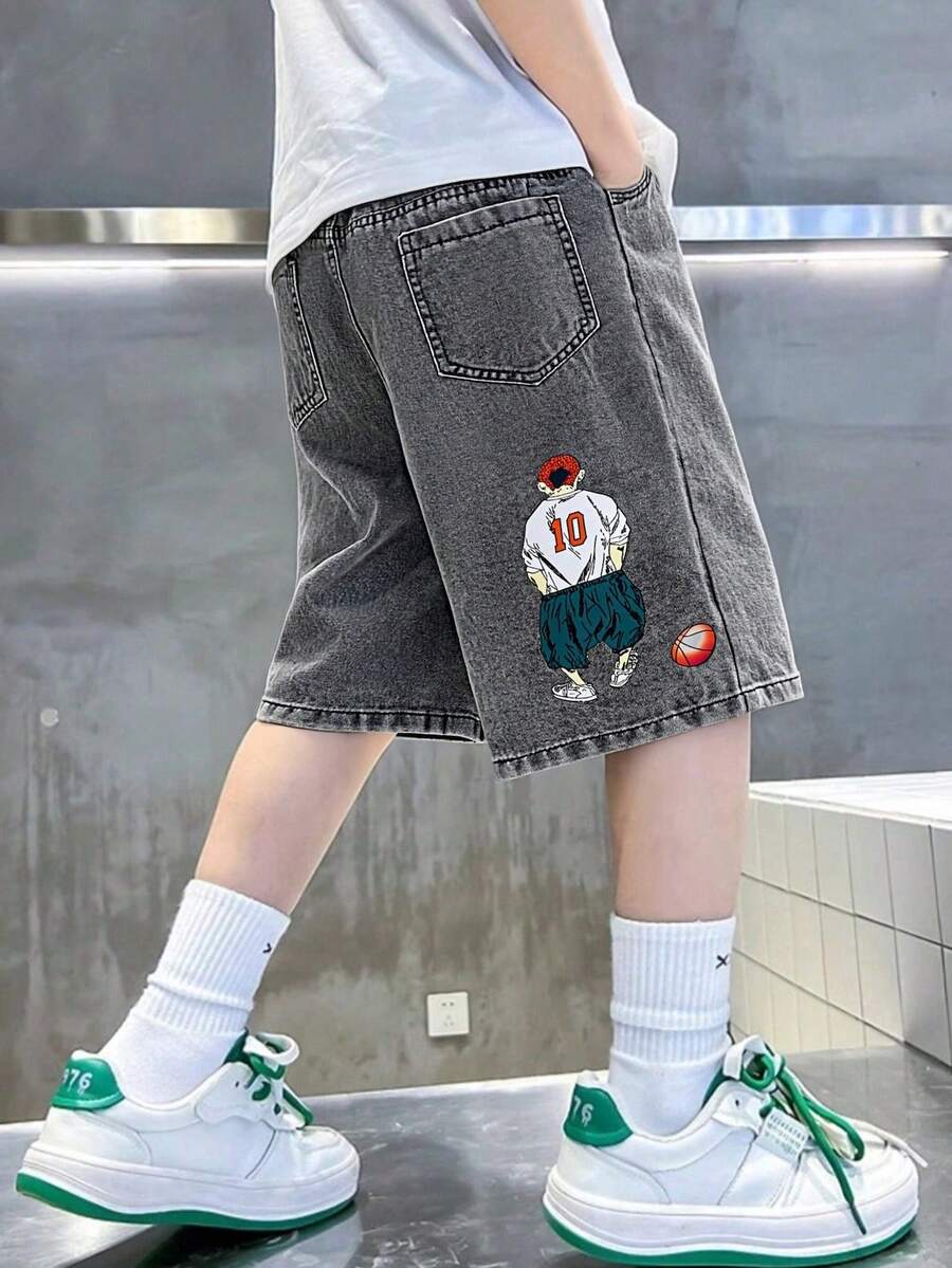 2-4 Years Old Boys' Summer Denim Shorts, New 2024 Collection, Lightweight Casual Jeans For Big Kids, Summer - Grey - View 1
