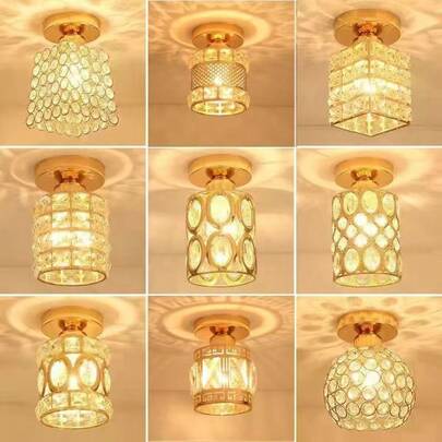 1pc Crystal Mini Pendant Light, Modern Minimalist Hallway Entrance Foyer Ceiling Light Fixture, Luxury Crystal, Bulb Not Included