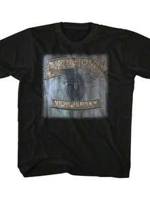 Bon Jovi Est 1983 Black T-Shirt-Unisex Relaxed-Fit Cotton Blend New Arrival Casual Crew Neck Long-Sleeve T-Shirt - 黑6 - 查看 7