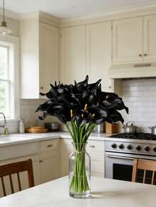 50pcs/30pcs/20pcs/10pcs/22pcs/18pcs/5pcs/1pc Black Artificial Flowers, Silk Calla Lily, Suitable For Wedding Decoration, Bridal Bouquet, Corsage, Party Decor, Gift Wrapping, Restaurant Centerpiece - Multicolor - View 9