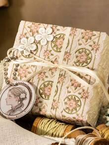 1 Cuộn băng dính trang trí giả thêu, thích hợp làm quà tặng, trang trí văn phòng, nhà cửa, đánh dấu, dán nhãn, trang trí lớp học, đồ chơi giải trí, sổ tay học sinh, vật liệu trang trí DIY sáng tạo theo phong cách cổ điển - Nhiều màu - Xem 4