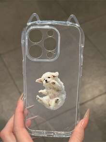 1个快乐狗狗/猫咪耳朵手机壳，1.5mm TPU软壳，防震气垫，猫耳造型，带挂绳孔，兼容 17/17 Pro/17 Pro Max/Air/16/16 Pro/16 Plus/16 Pro Max/15 Pro Max/15 Pro/15 Plus/11/12/13/14/15/16E - 彩色 - 查看 2