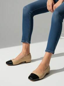 Scarpe casual basse e comode da donna, adatte per le signore d'ufficio con tacchi alti eleganti - Albicocca - Visualizzare 3
