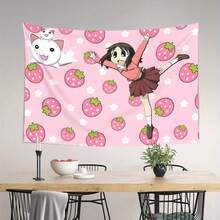 1pc,Large Wall Hanging - Featuring Bright Red Peaches And Character Designs, Perfect For Decorating Cafes, Studios, Or Lounges. Horizontal Orientation, No Electricity Required, Adorable Room Decor. - 1PC - View 3