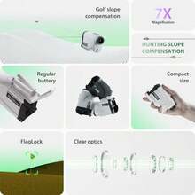 Gogogo Sport Vpro GS24 Golf and Hunting Laser Rangefinder 7X Magnification 1200 Yard Distance Measuring Range Finder with High-Precision Flag Pole Locking Vibration Function Slope Mode Continuous Scan - Blanco - Ver 3