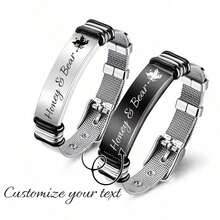 Personalized Name Bracelet Stainless Steel Adjustable Minimalist Daily Wear-Personalized Name & Date Bracelet Birthday/Mother's Day Thoughtful Present-Adjustable Custom Name Bracelet Stainless Steel Non-Allergic Daily Wear-Laser Engraved Name Bracelet Waterproof Anti-Tarnish Long-Lasting Gift - Multicolor - View 4