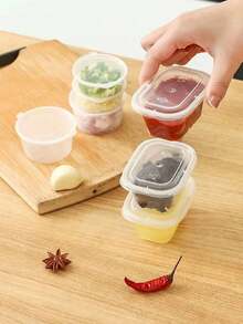 50个一次性调味杯，塑料酱料杯，透明一体式调味容器，适用于酱料、酸奶、布丁、外卖、旅行、派对用品 - 透明 - 查看 7