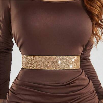 1件闪亮派对性感腰带，女士加大码弹力腰带，适合夏季、学校、秋季、万圣节等场合。