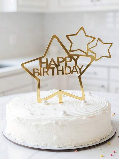 6pcs Birthday Cake Decorations, Dessert Table Decor, Modern Lettering Cake Toppers, Birthday Party Cake Decor Gifts, Cake Inserts Cake Decorations, Baking Supplies, Baking Decor, Cake Supplies, Kitchen Essentials, Holiday Gifts