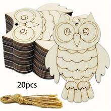 10pcs/20pcs Wooden Owl-Shaped Wood For DIY Painting And Doodling Crafts, Wooden Hanging Ornaments And Decorations For Festivals, Weddings, Home Parties, And Birthday Decorations - Multicolor - View 9