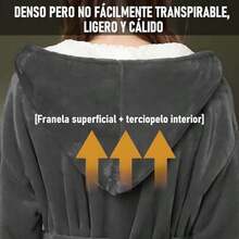 Bata de baño para mujer,Sebami Bata de felpa con capucha, batas de baño de felpa,Albornoz de franela gruesa,Albornoz térmico de mujer,Adecuado para en invierno, Camisón - Talla única-Azul Marino - Ver 2
