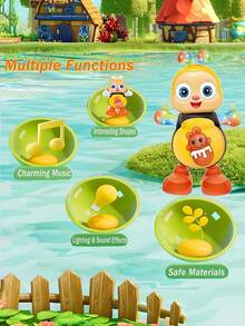 Tańcząca elektryczna zabawka w kształcie trzmiela, Avishta Chichi Ta, świecąca zabawka w kształcie zwierzątka, emituje muzykę i światła, porusza oczami, skręca ciało, porusza nogami, odpowiednia do wczesnego rozwoju sensorycznego, interaktywna zabawa, odpowiednia do pokoju zabaw, pokoju dziecięcego, sypialni i salonu - Wielokolorowe - Zobacz 6