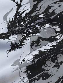 男士水墨龙纹印花休闲百搭日常短袖T恤 - 彩色 - 查看 4