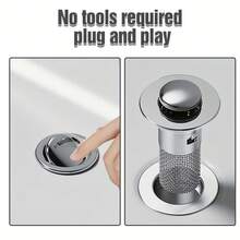 1 pezzo Tappo di scarico retrattile con filtro cattura capelli, realizzato in acciaio inossidabile 304 e plastica placcata, adatto per fori di scarico con diametro da 1,34 a 1,57 pollici, design compatto e materiale resistente alla ruggine. - Versione antiruggine - Visualizzare 9