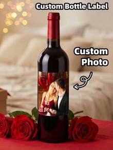 1/4/12/20 Pcs Personalized Photo Wine Bottle Labels, Customized Wedding Champagne Whiskey Stickers, Waterproof Oil-Proof Adhesive Decorative Labels, Wedding Favors For Guests - Multicolor 1 - View 3