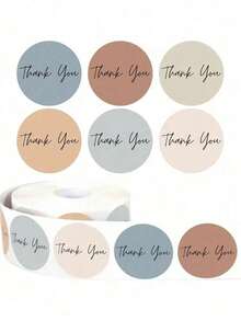 500张/卷 波西米亚风自粘“谢谢”标签，圆形封口贴纸，适用于商务、婚礼、生日、婴儿派对用品、信封和礼品包装，多种颜色可选 - 彩色 - 查看 8