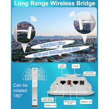 Puente inalámbrico de punto a punto para exteriores con soporte para Starlink Internet 2 KM 5.8G Red WiFi Puentes Extender Punto de Acceso CPE con Antena 14DBi 2 Puerto LAN de 100 Mbps Inyector PoE - como en la foto - Ver 4