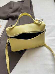 Solid Color Fashion Women's Handbag Shoulder Cosmetic Bag - Yellow - View 4