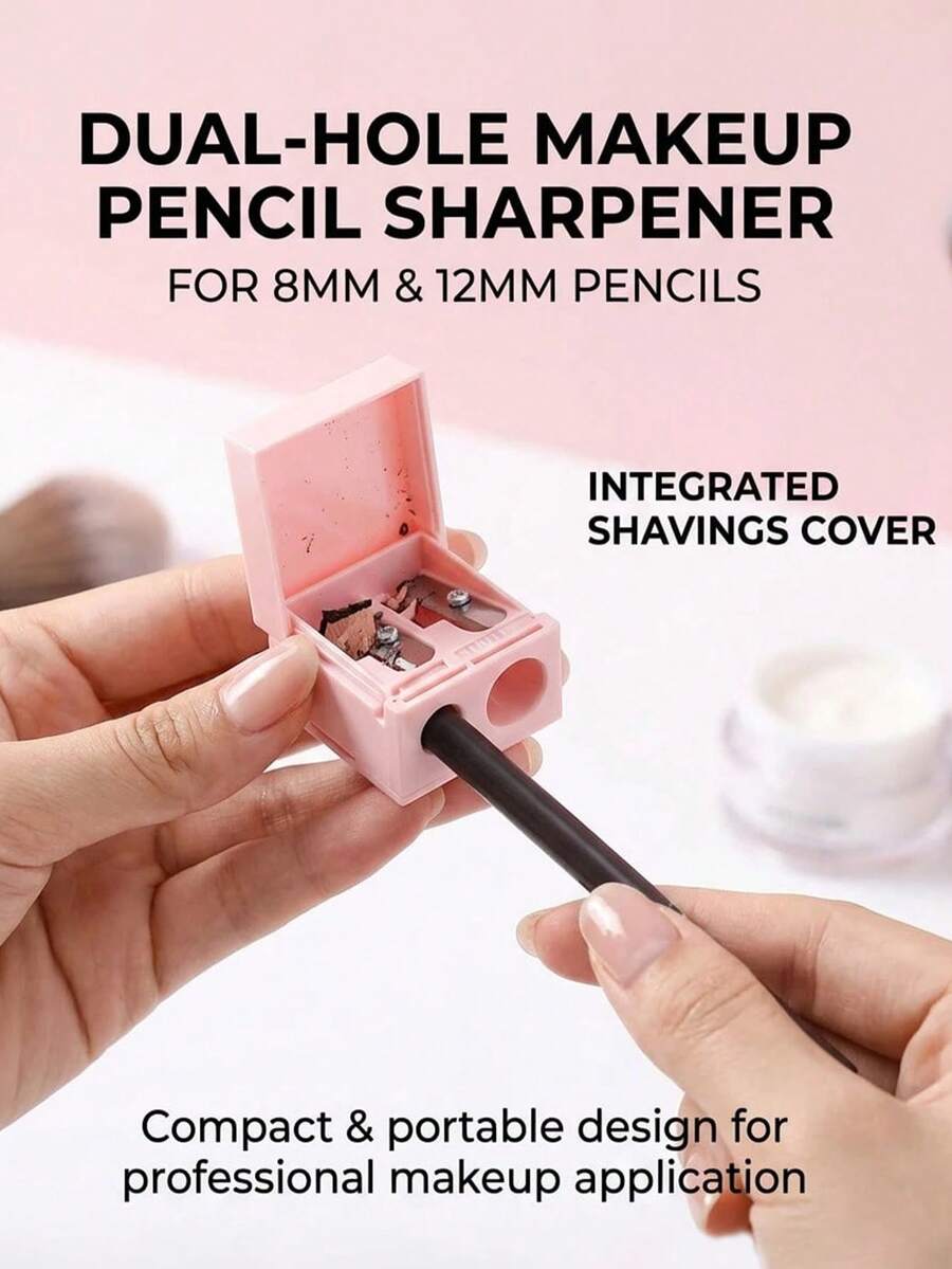 2/1个迷你削笔器，眉笔削笔器，极简透明削笔器，学生削笔器，手动削笔器 - 彩色 - 查看 1