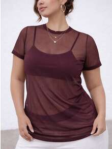 Women's Blouse In Transparent Tulle | Ideal For Modern Looks - Burdeos - Ver 1