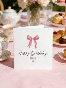 1 Thiệp chúc mừng sinh nhật nơ hồng tùy chỉnh chữ, Thiệp chúc mừng sinh nhật cá nhân hóa, Thiệp sinh nhật nơ hồng, Thiệp sinh nhật làm quà tặng, Thiệp sinh nhật tùy chỉnh, Thiệp mời sự kiện - Nhiều màu - Xem 2