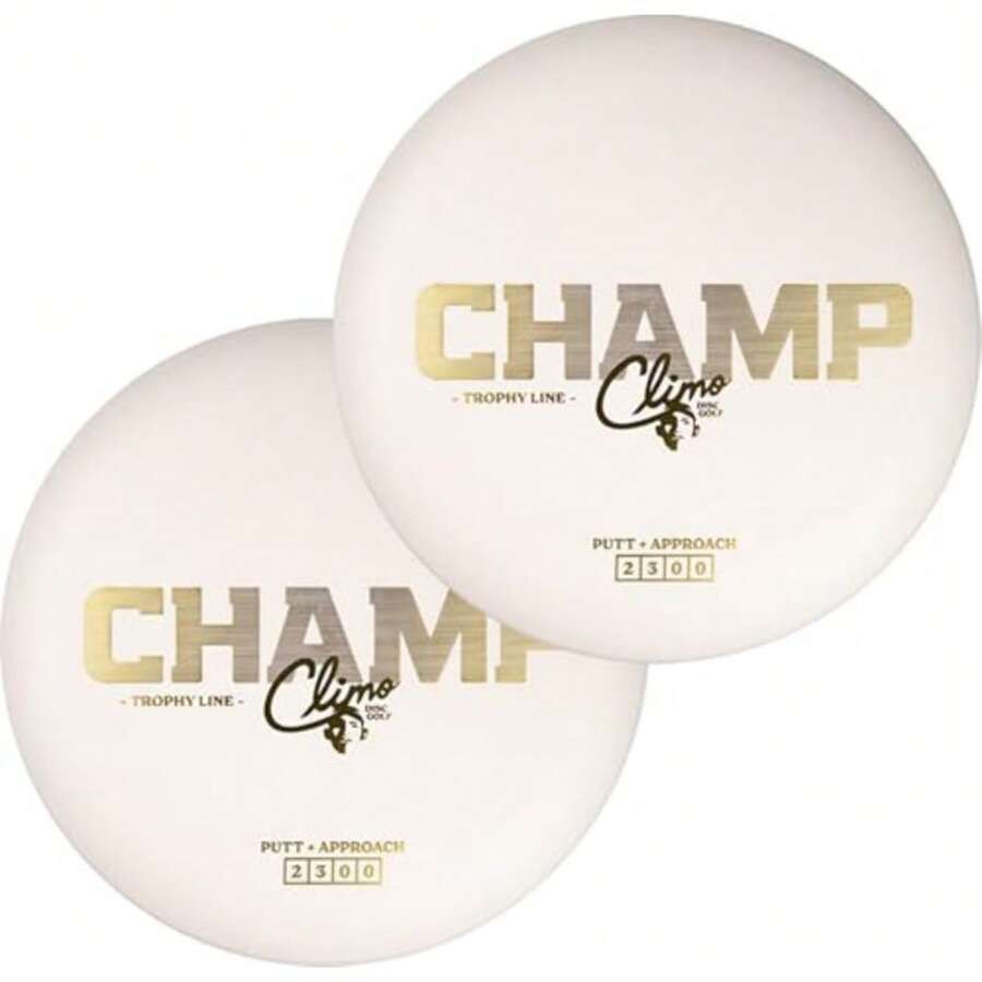 Climo Disc Golf Champ Putter 2-Pack - Trophy Line Plastic - 173+ Grams - White Black or Pink Matching Putters Ken Climo 12X World Champion - Blanco - Ver 1