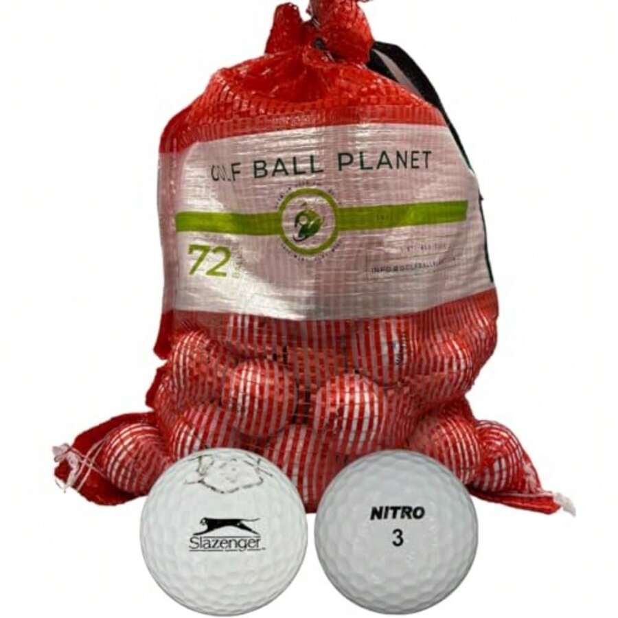 Golf Ball Planet 72 Store Line Assorted Used Recycled Golf Balls in Mesh Bag 4A/3A Condition - Blanco - Ver 1