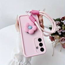 Flower Phone Case, Lanyard Phone Case, Beauty Phone Case, Personalized Protective Phone Case For Samsung Galaxy S25 Plus/S24 Ultra/S23 FE/S22/S21 - Pink - View 5