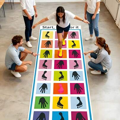 1件/对涤纶材质手脚协调游戏道具，防褪色印花，适用于派对游戏、野餐、团队建设、生日庆祝活动