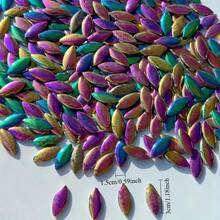 100g/200g Electroplated Metal Tone Willow Leaf Shaped Mosaic Materials, High-Temperature Fired Durable And Fade-Resistant Mosaic Particles, Suitable For Various DIY Art Creations, Wall Inlay Paintings, Art Backdrop Wall Landscaping - DDLY - View 7